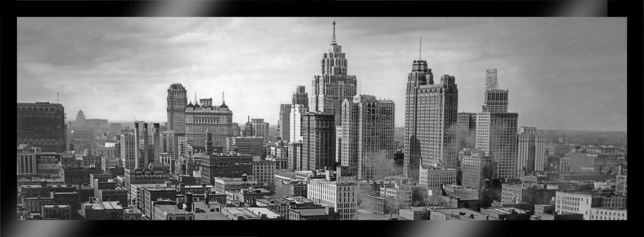 Framed- Detroit Skyline- 1940's The Loop Downtown Skyline – Detroit ...